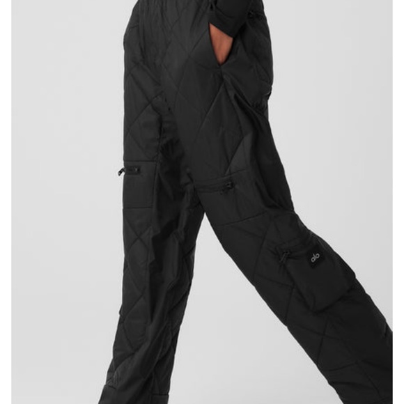 Alo High Waist Snowrider Puffer Quilted Insulated Pant Black Small - Picture 2 of 4